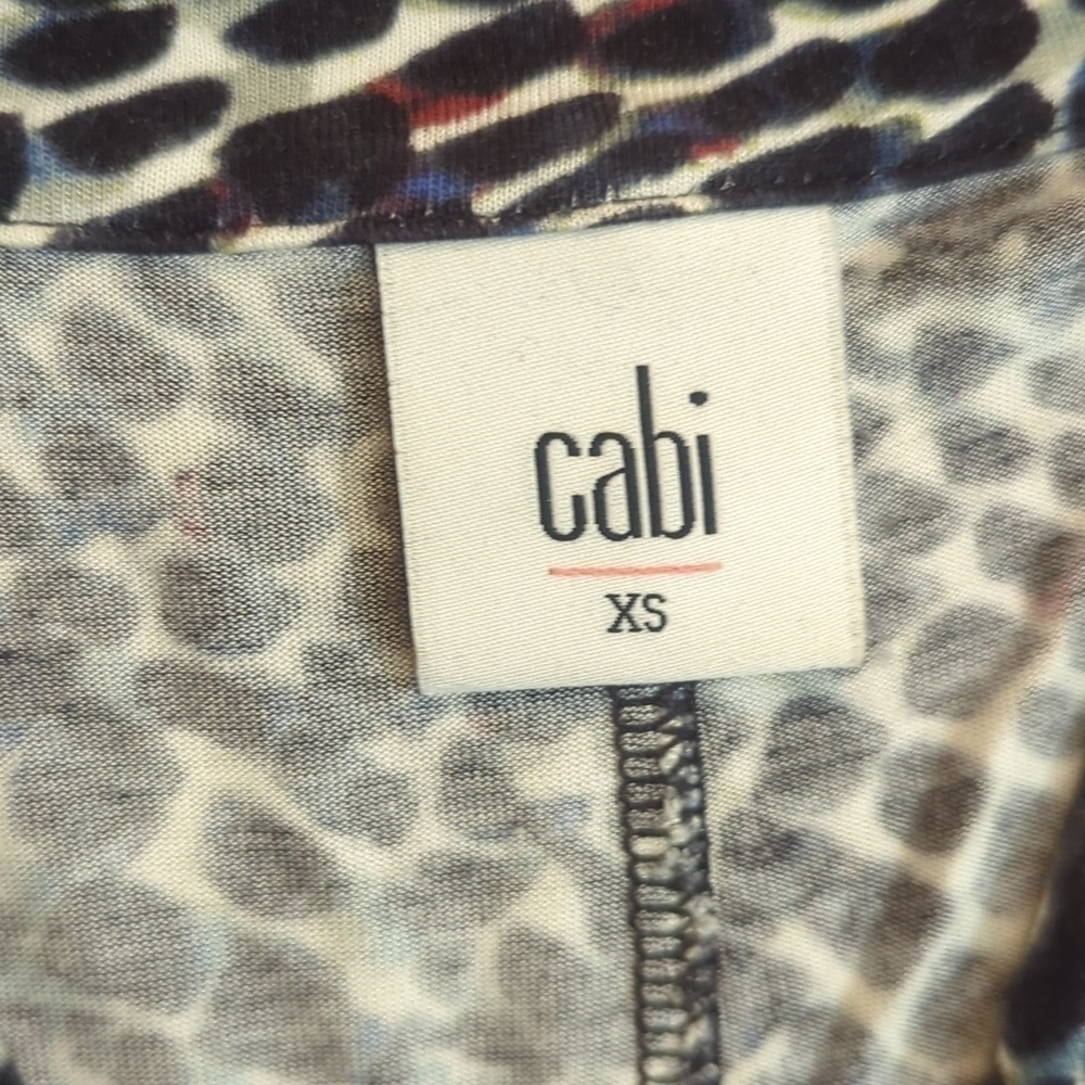 CAbi Black Red Blue Print Sleeveless V-Neck Knot Top Size XS - Picture 4 of 10